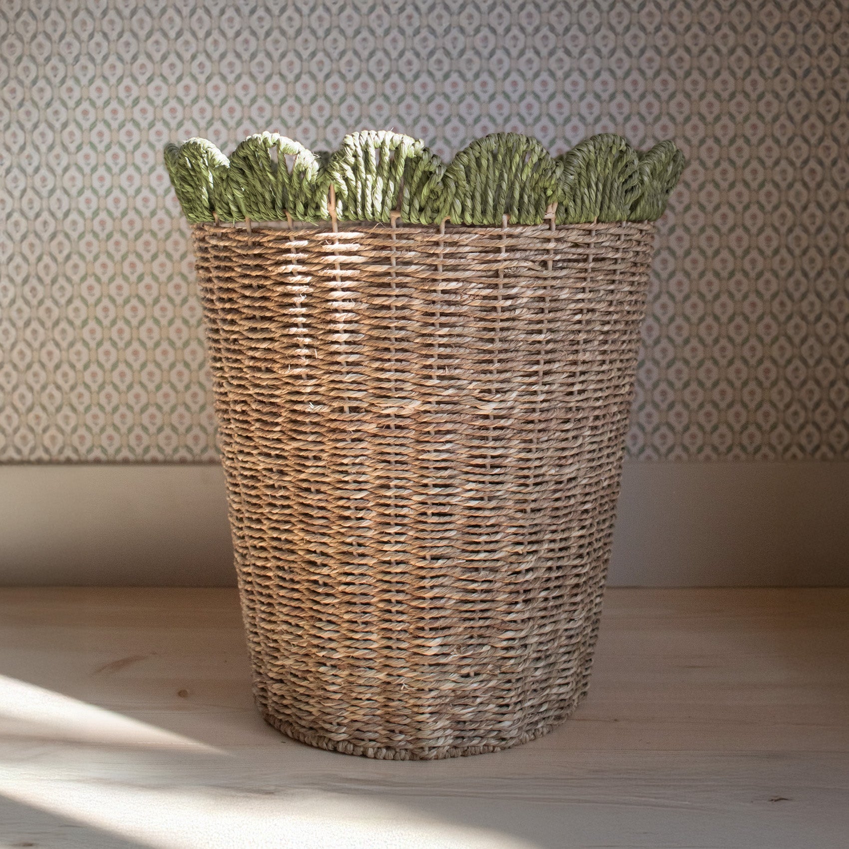 woven basket planter Scallop Woven Basket
