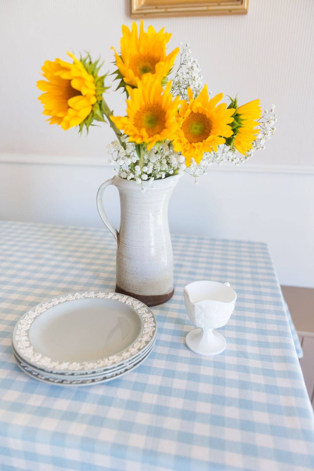 Blue Ruffled Gingham Tablecloth - Thumbnail 5