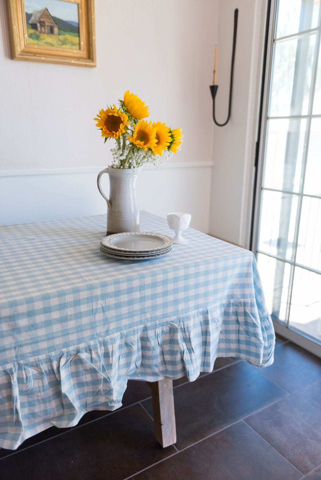 Blue Ruffled Gingham Tablecloth - Thumbnail 3