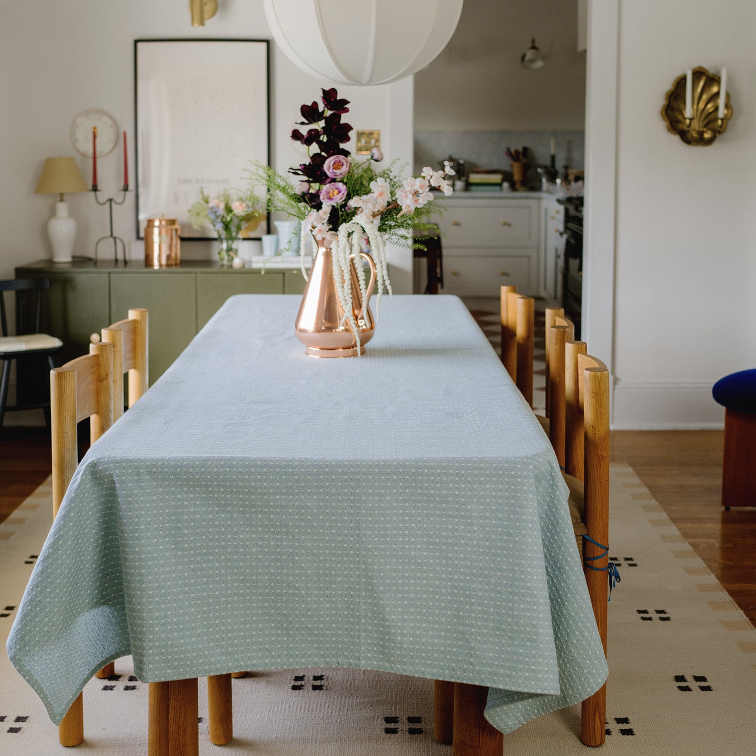 Blue Dotted Tablecloth – Galley & Fen