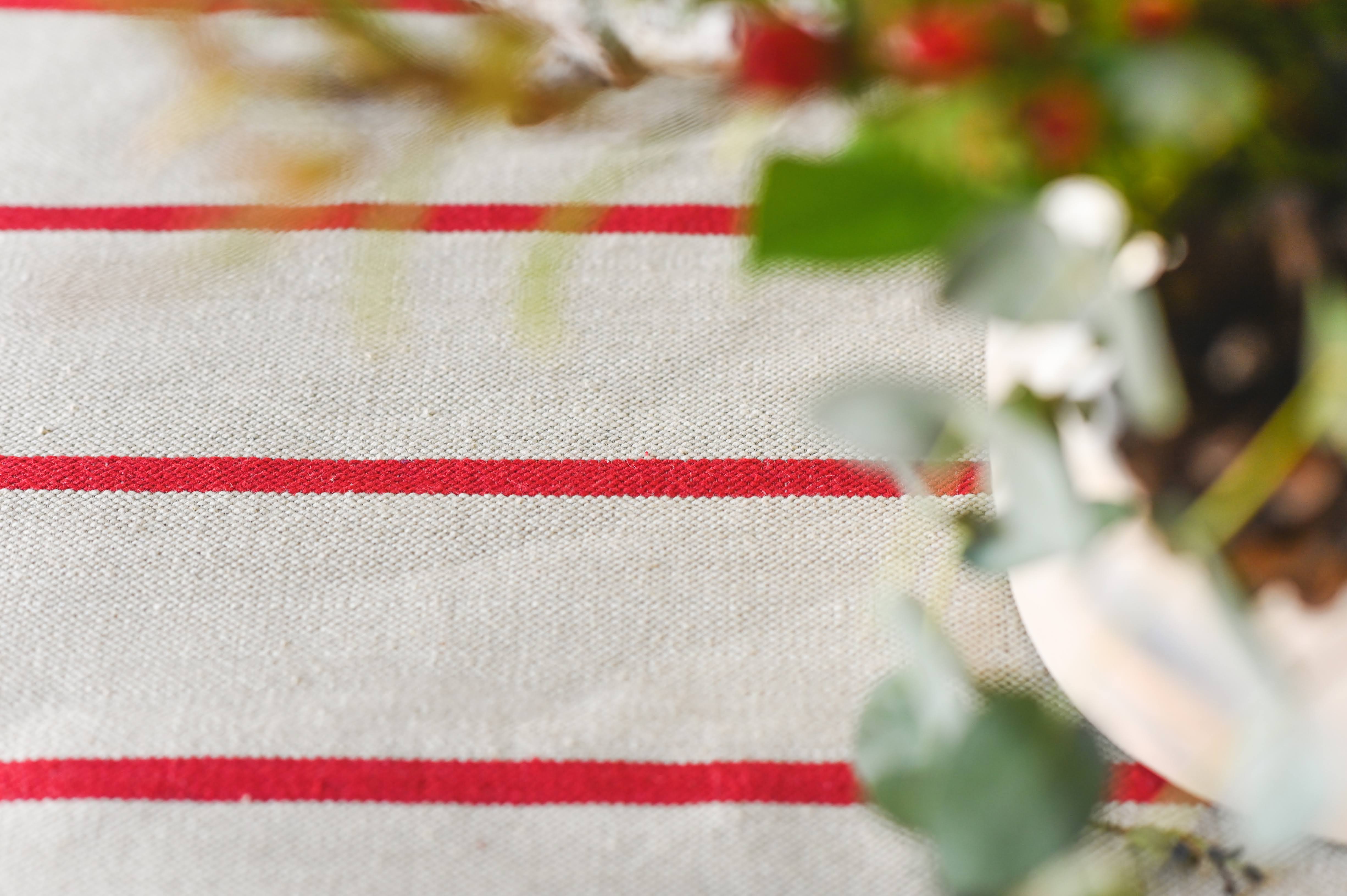 Red Stripe Linen Tablecloth - Thumbnail 5