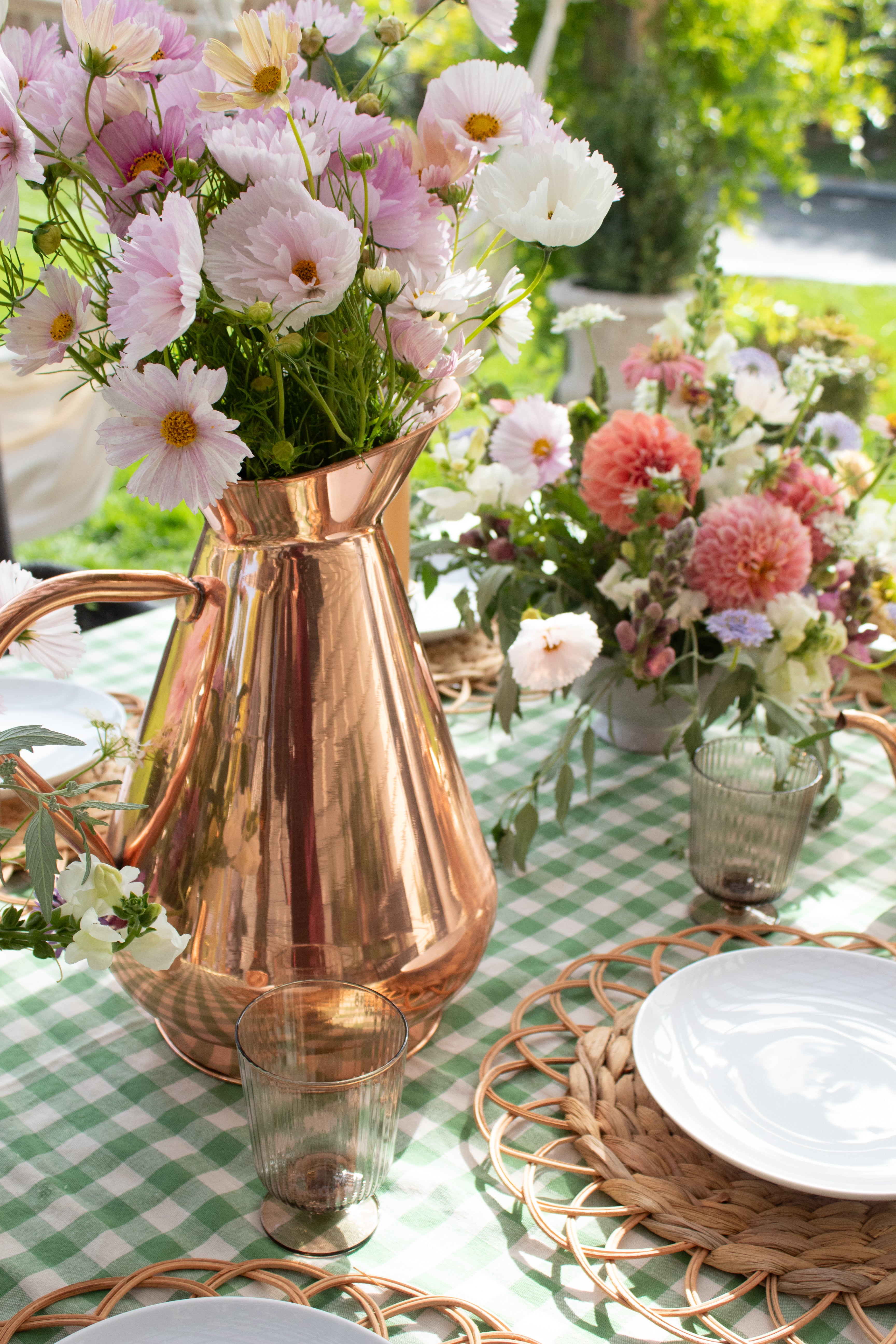Moss Ruffled Gingham Tablecloth - Thumbnail 4