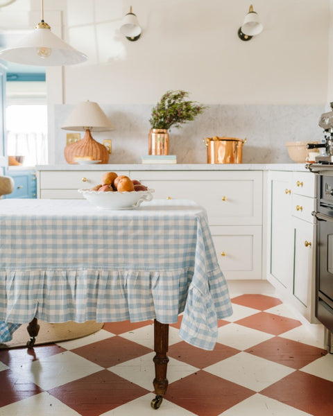 Blue Ruffled Gingham Tablecloth – Galley & Fen